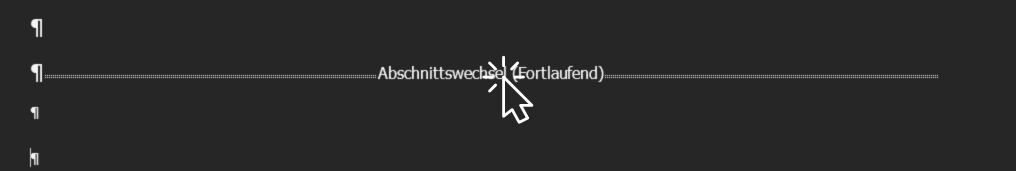 Klik op de sectiewijzigingsmarkering