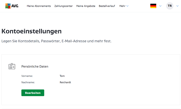 Accountinstellingen in AVG Account