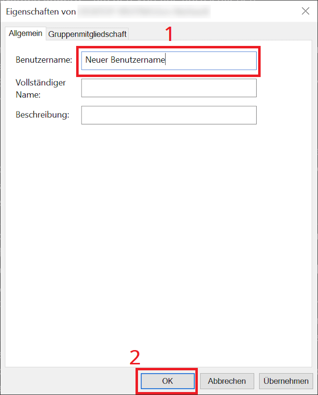 Wijzig de gebruikersnaam in de gebruikersaccountinstellingen
