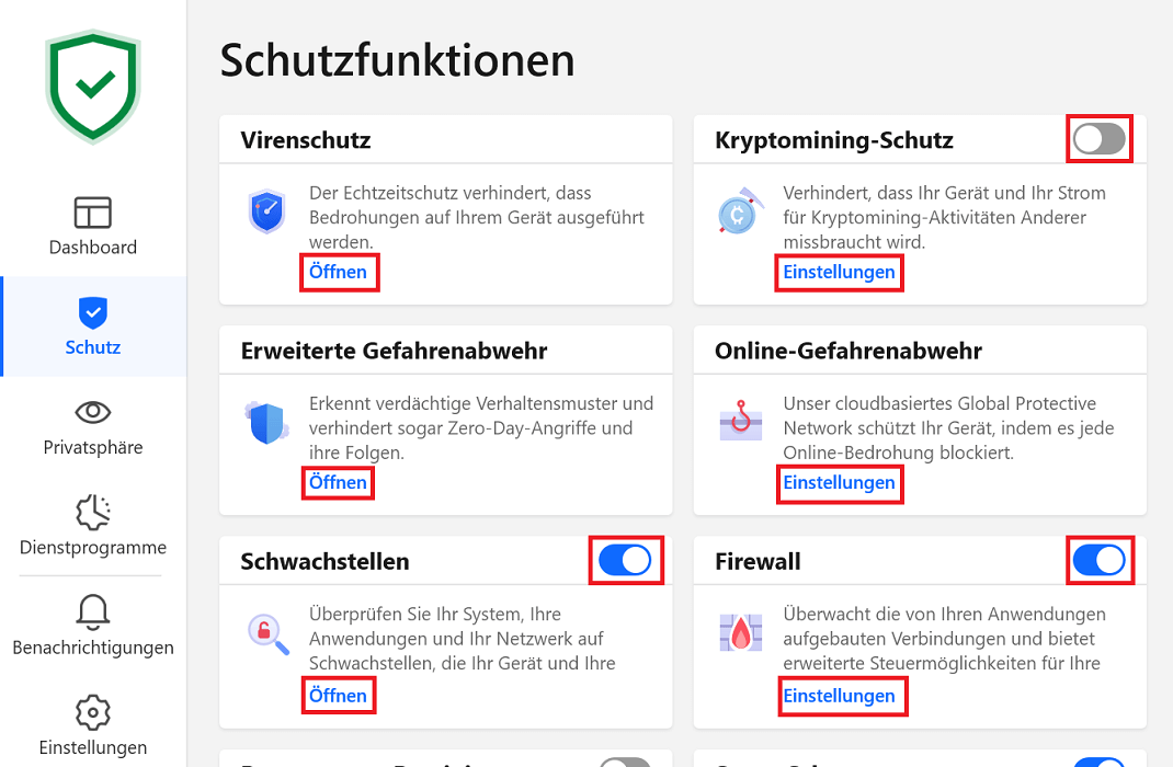 Schakel geavanceerde beveiligingsfuncties in Bitdefender uit