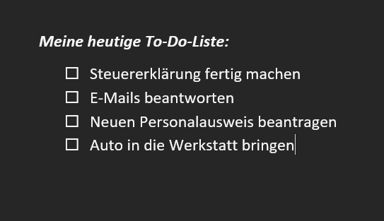 Selectievakjes in Word-voorbeelden