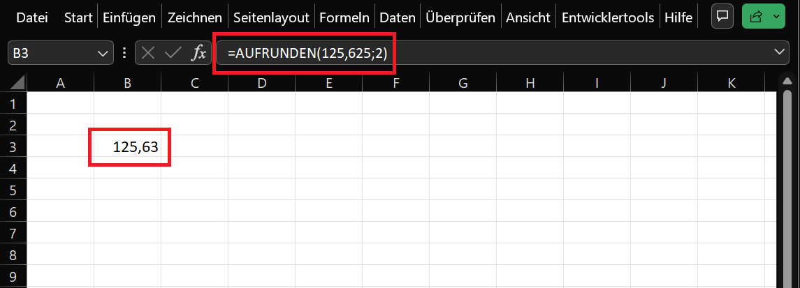 Excel beschikt over afrondingen naar boven en naar beneden