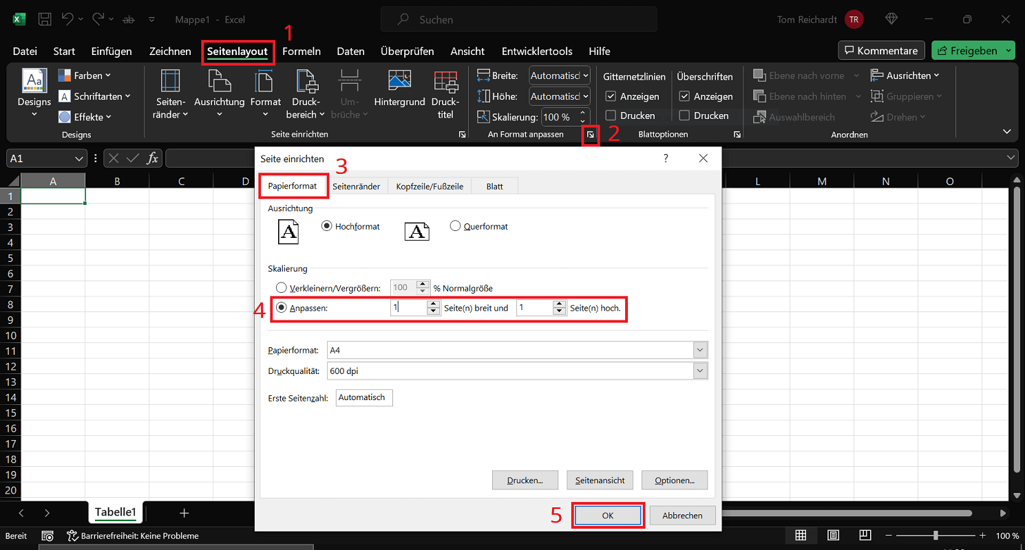 Converteer Excel-spreadsheet naar PDF op één pagina