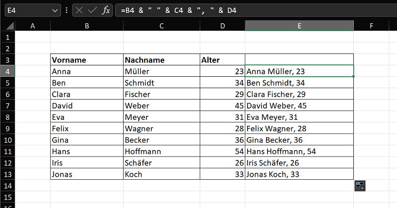 Samengevoegde cellen in Excel