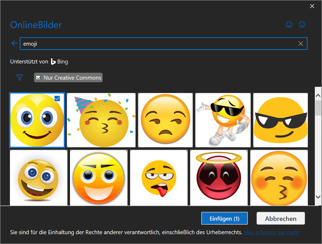 Gebruik de online afbeeldingenfunctie in Outlook om emoji's in te voegen