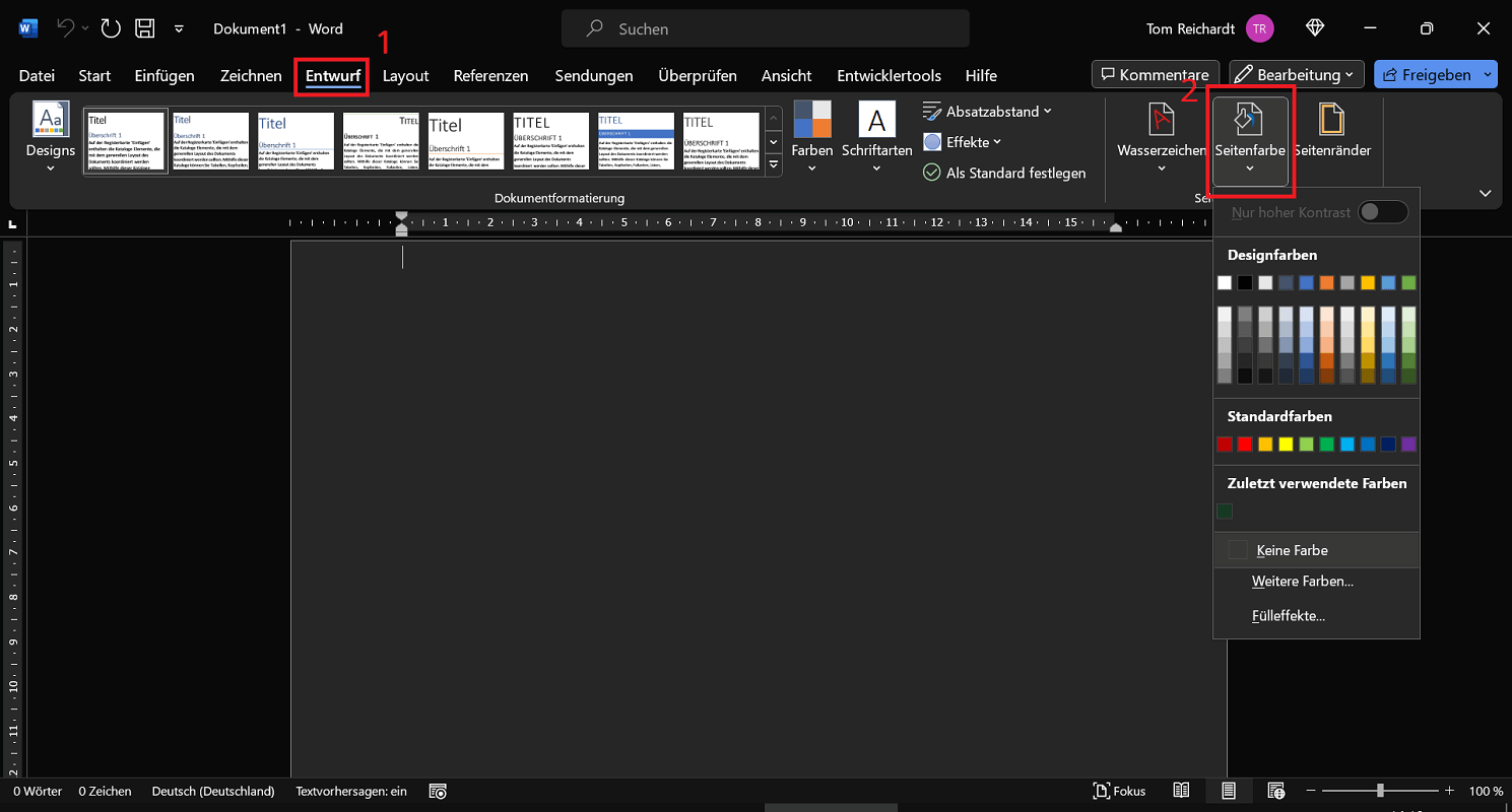 Verander de achtergrondkleur in Word