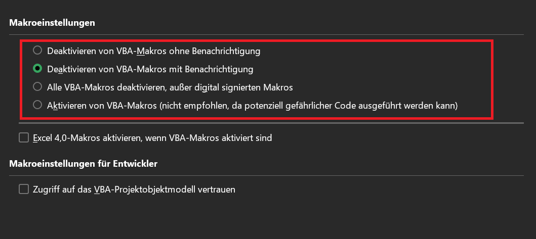 Individuele macro-beveiligingsinstellingen in Excel