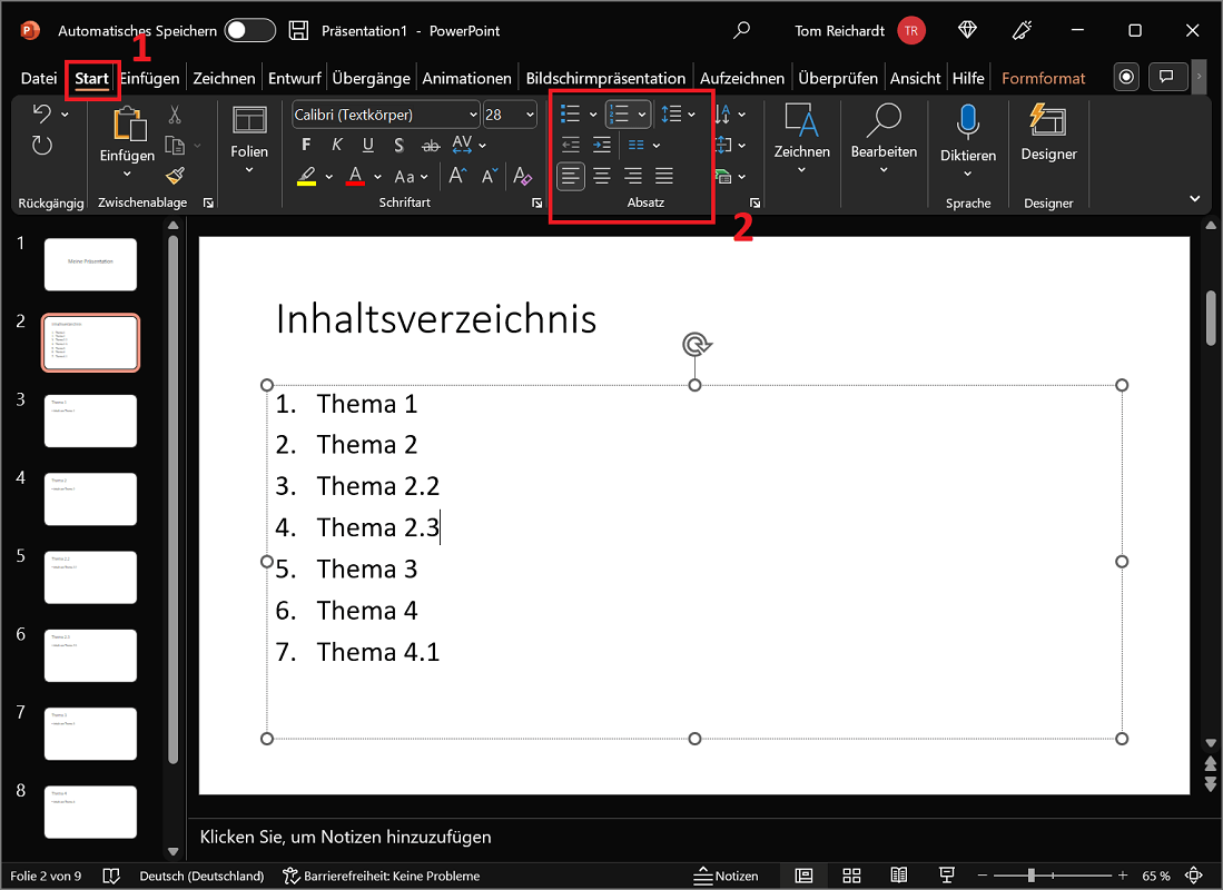 Voeg nummering of opsommingstekens toe in PowerPoint