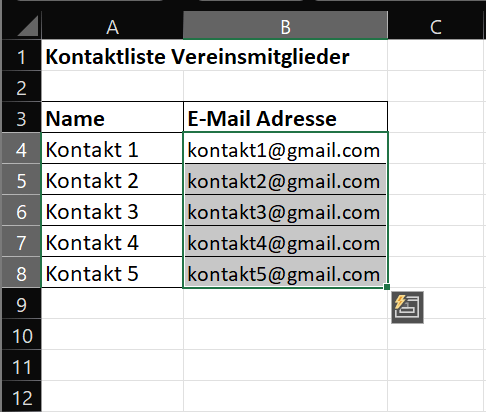 Kopieer contacten uit een Excel-lijst
