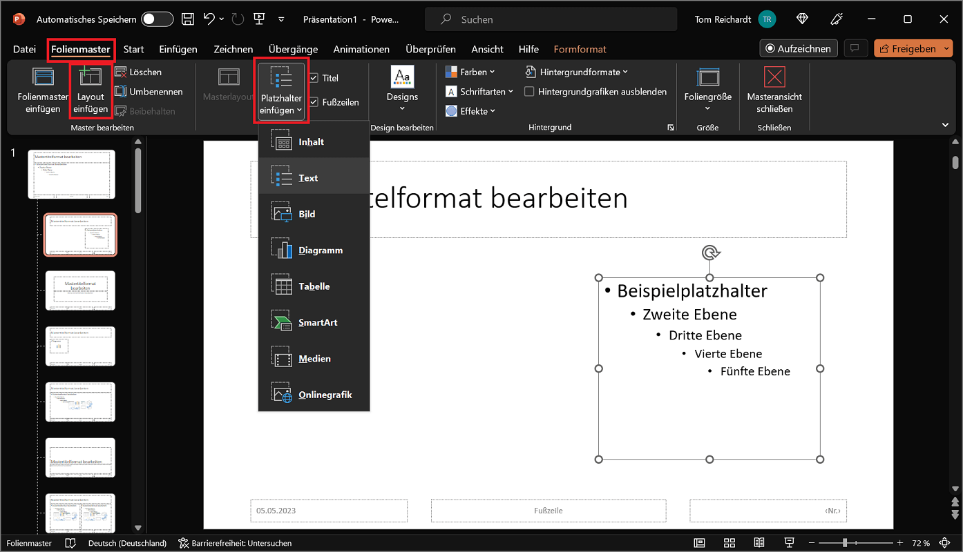 Voeg de lay-out in PowerPoint in en ontwerp deze individueel