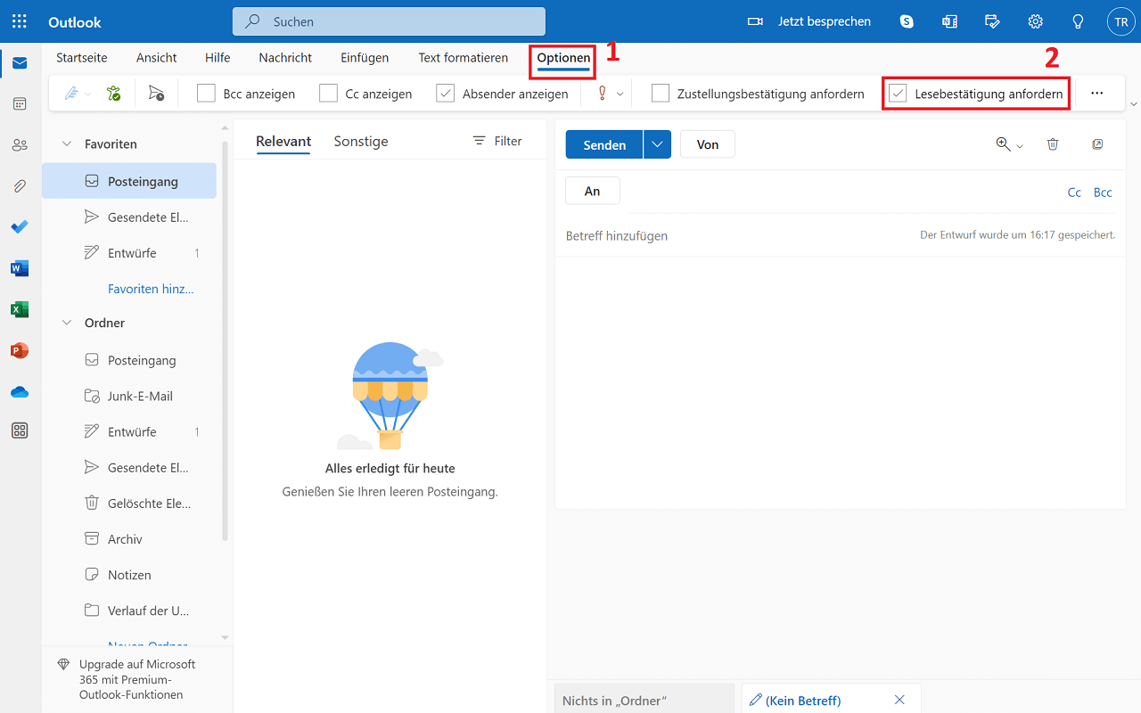 Leesbevestigingen inschakelen in Outlook voor het web