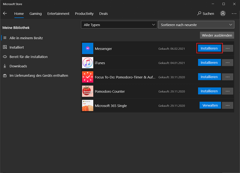 Via de Microsoft Store installeer je snel en eenvoudig apps op de nieuwe computer