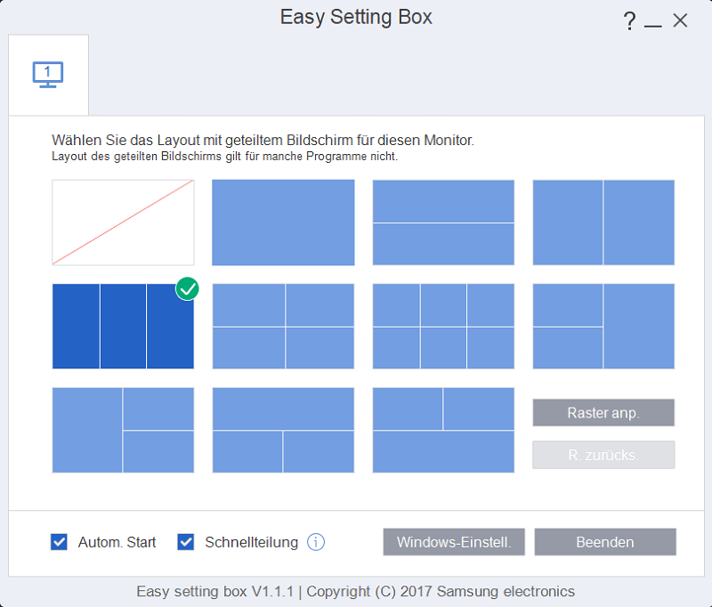 Multitasking-software Gemakkelijke instellingsbox