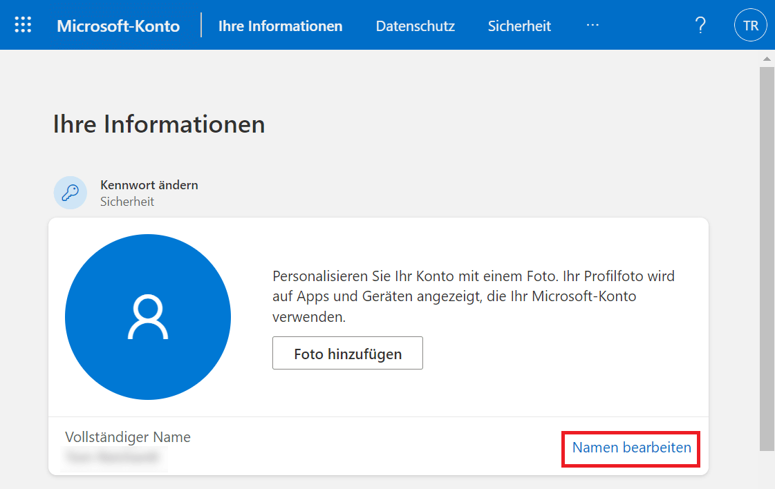 Wijzig de Microsoft-accountnaam