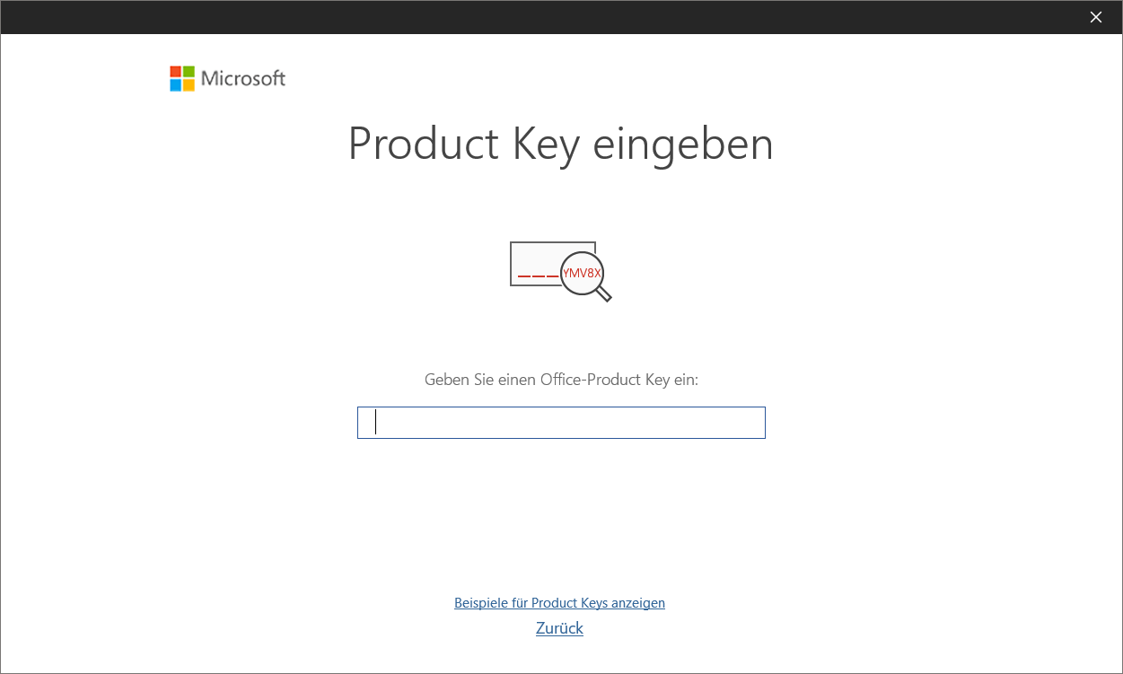Voer de productsleutel in Office 2019 in