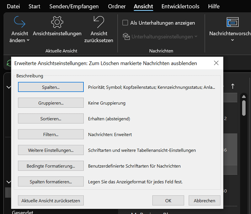 Outlook-weergave-instellingen