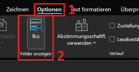 Schakel Outlook Bcc uit
