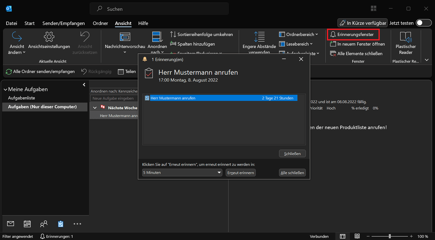Bekijk alle actuele herinneringen in Outlook