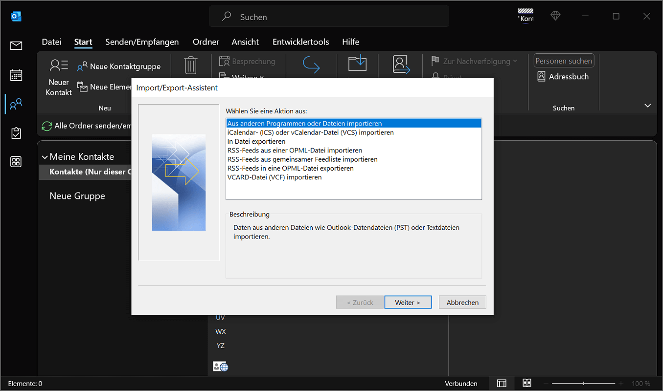 Importeer Outlook-contacten