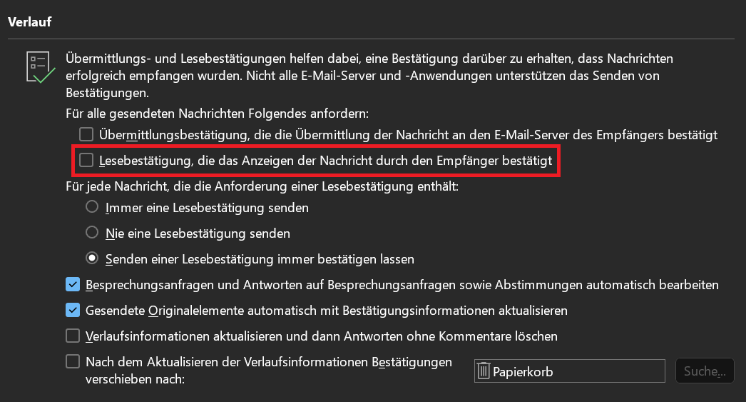 Schakel Outlook-leesbevestigingen uit