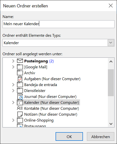 Voeg een nieuwe agenda toe in Outlook