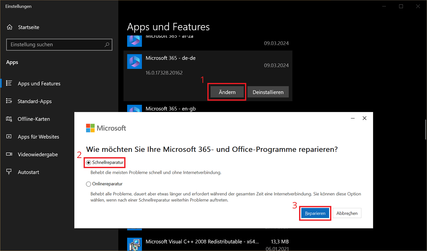Herstel synchronisatie in Outlook