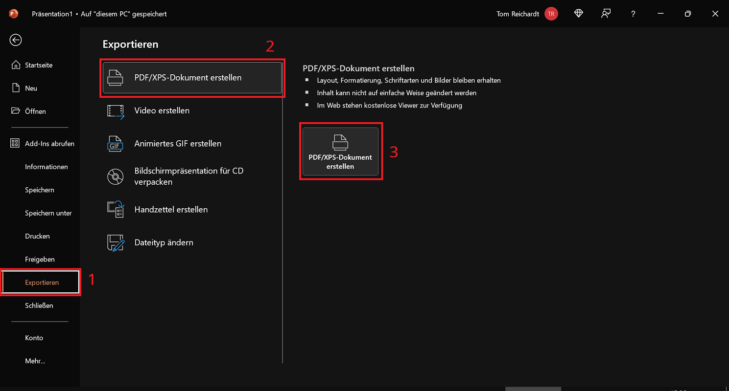 Sla PowerPoint op als PDF