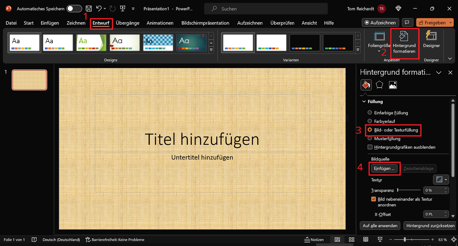 PowerPoint: Afbeelding invoegen als achtergrond