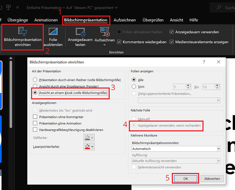 Schakel oneindige lus in PowerPoint in