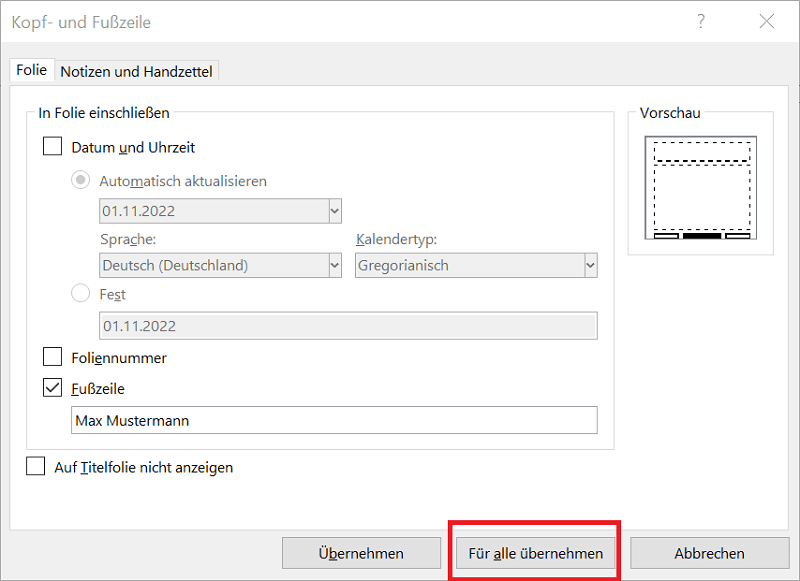 Wijzig de voettekst op alle dia's in PowerPoint