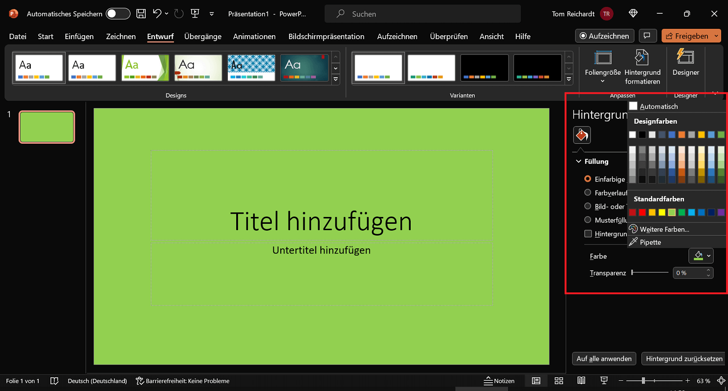 PowerPoint: Achtergrondkleur wijzigen