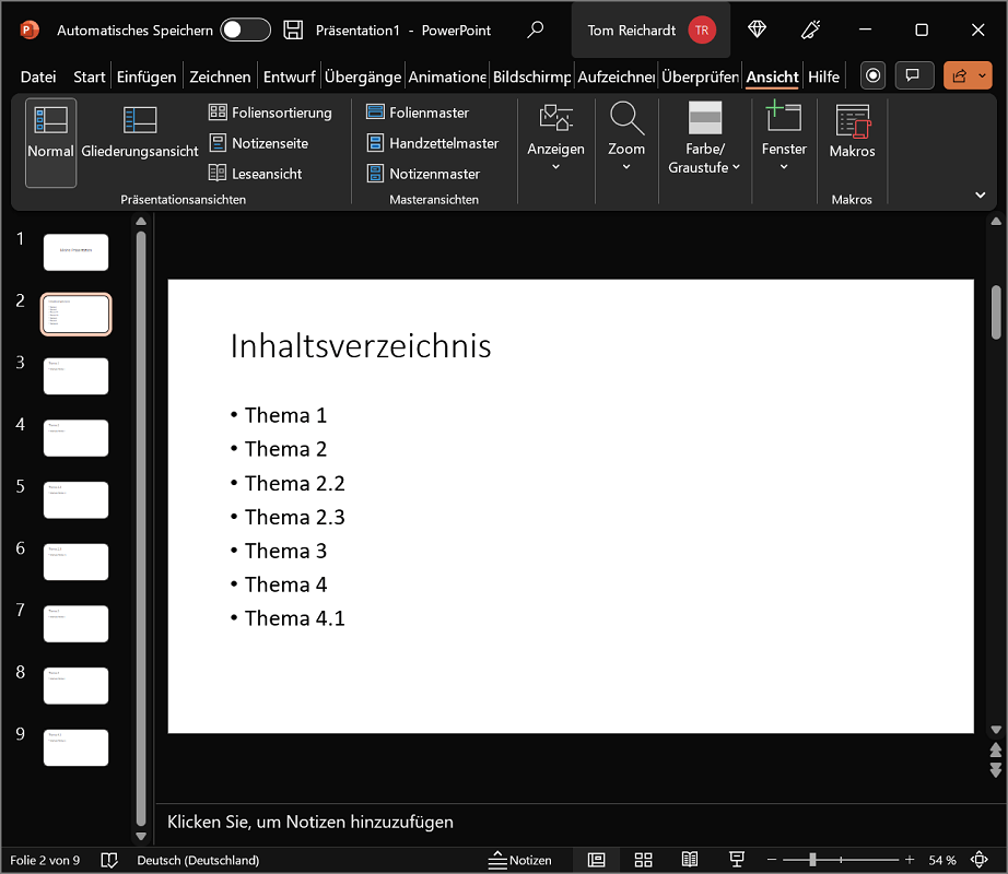 PowerPoint: maak een inhoudsopgave