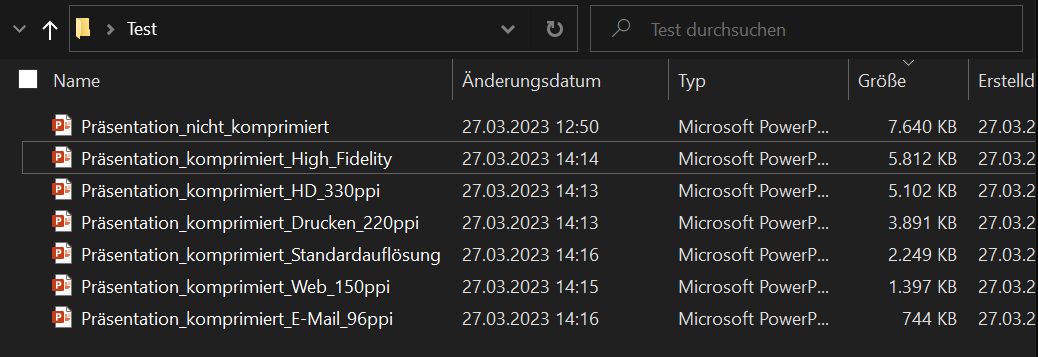 Test voor comprimeren in PowerPoint