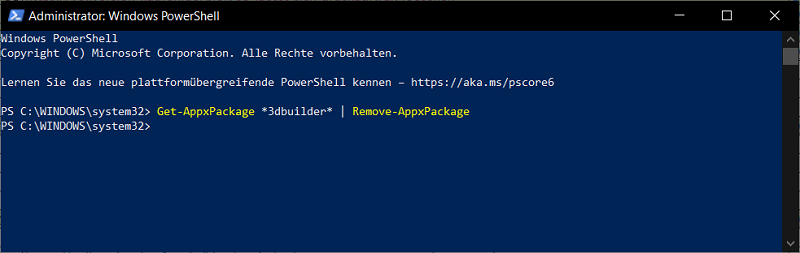 Verwijder apps in de PowerShell-console in Windows 10