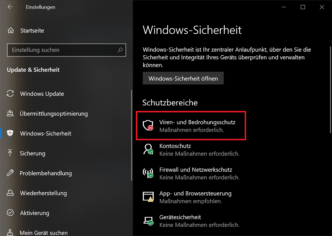 Controleer de Windows Defender-activiteit op het apparaat