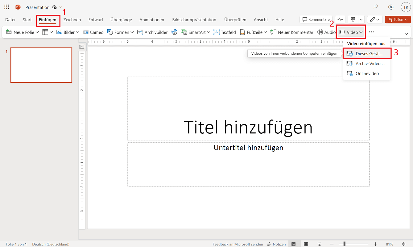 Voeg video in de webversie van PowerPoint in