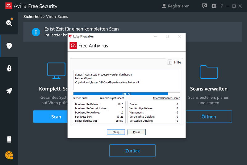 Handmatige scan in de virusscanner