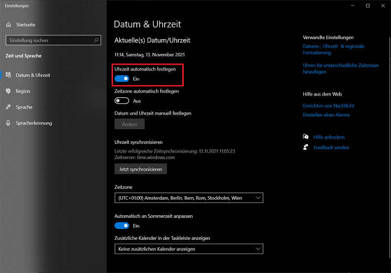 Windows 10-datum-tijd-automatisch instellen