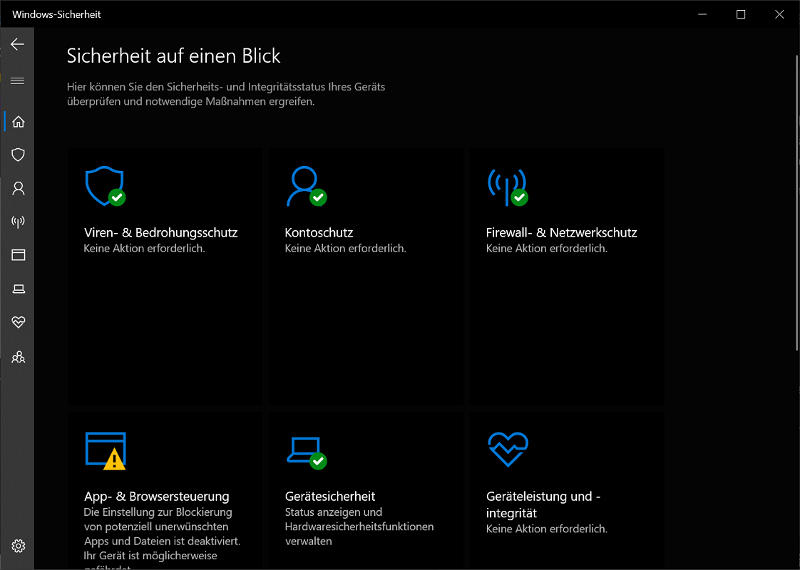 Windows Defender-beveiligingscentrum