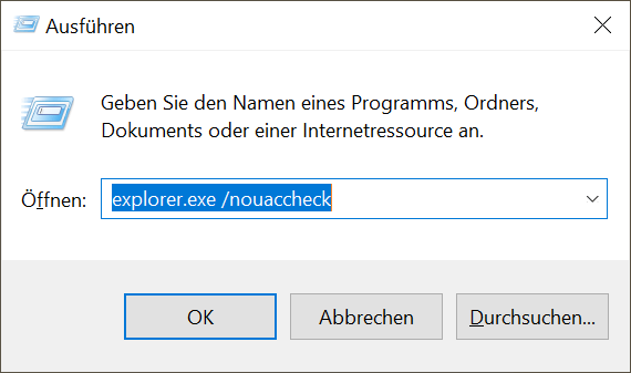 Start Windows Verkenner als beheerder