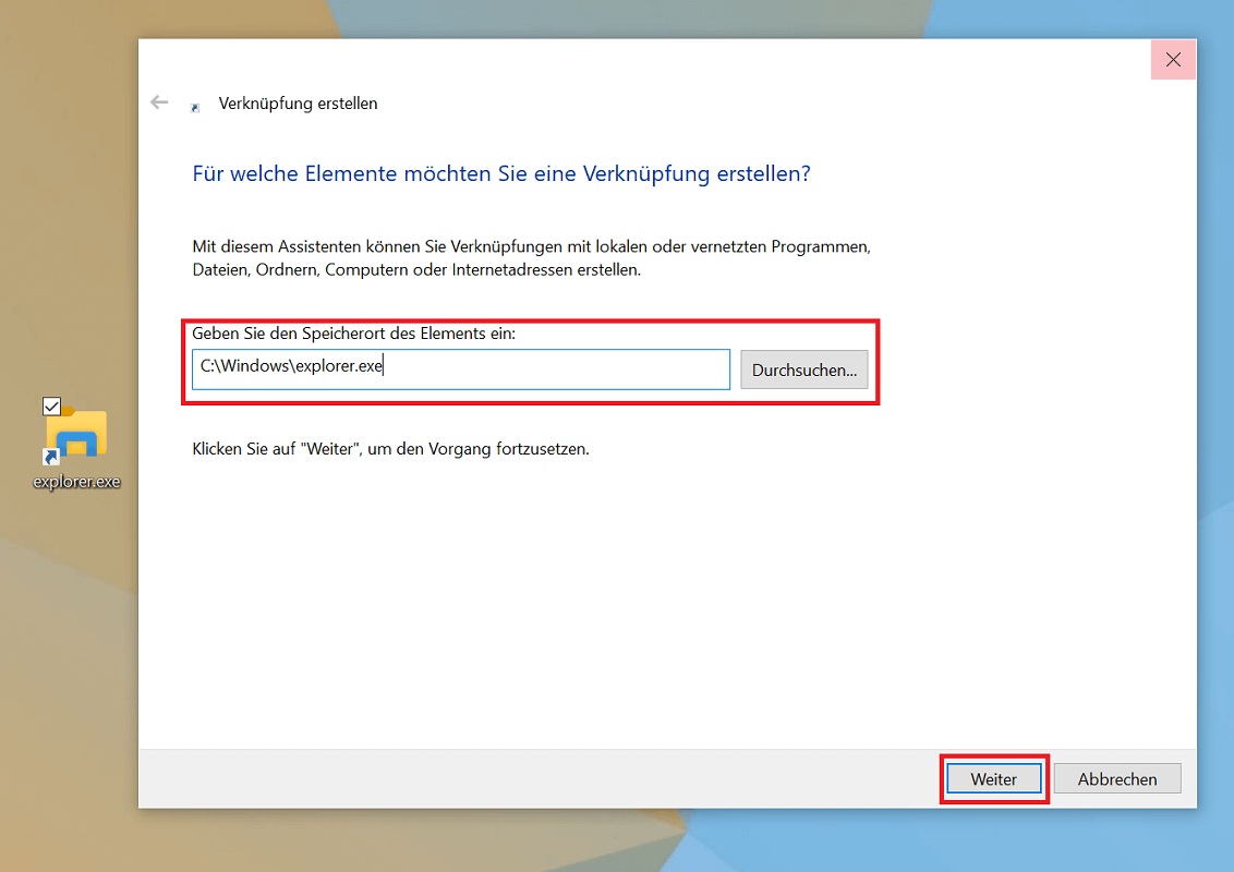 Maak een snelkoppeling voor Windows Verkenner