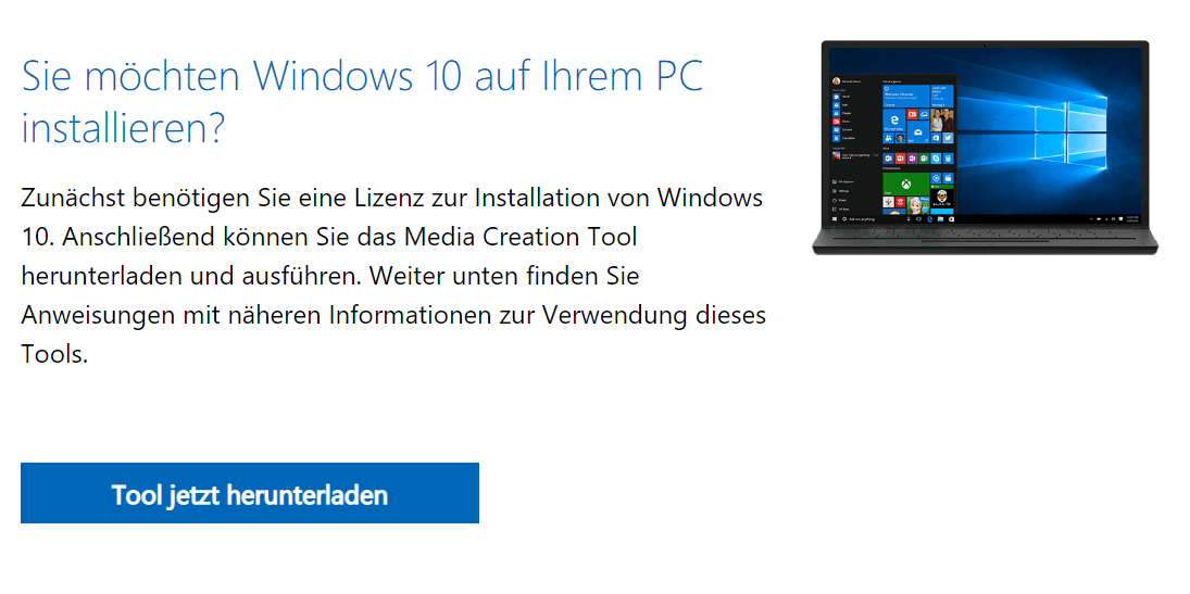 Downloadpagina voor Windows Media Creation Tool