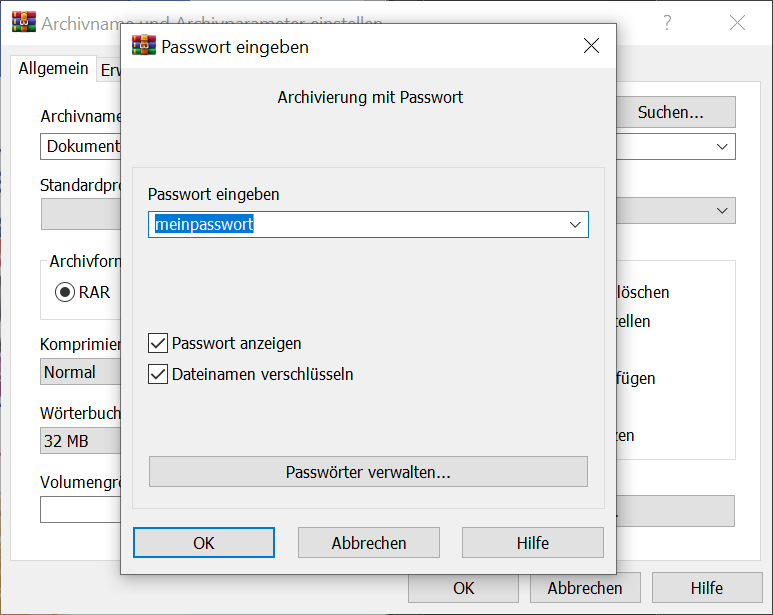 Bescherm Windows-mappen met WinRAR