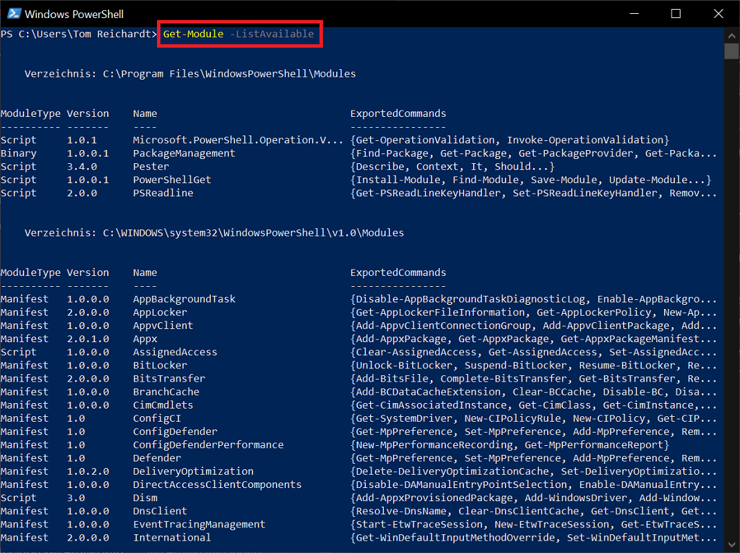 Bekijk beschikbare modules in Windows PowerShell
