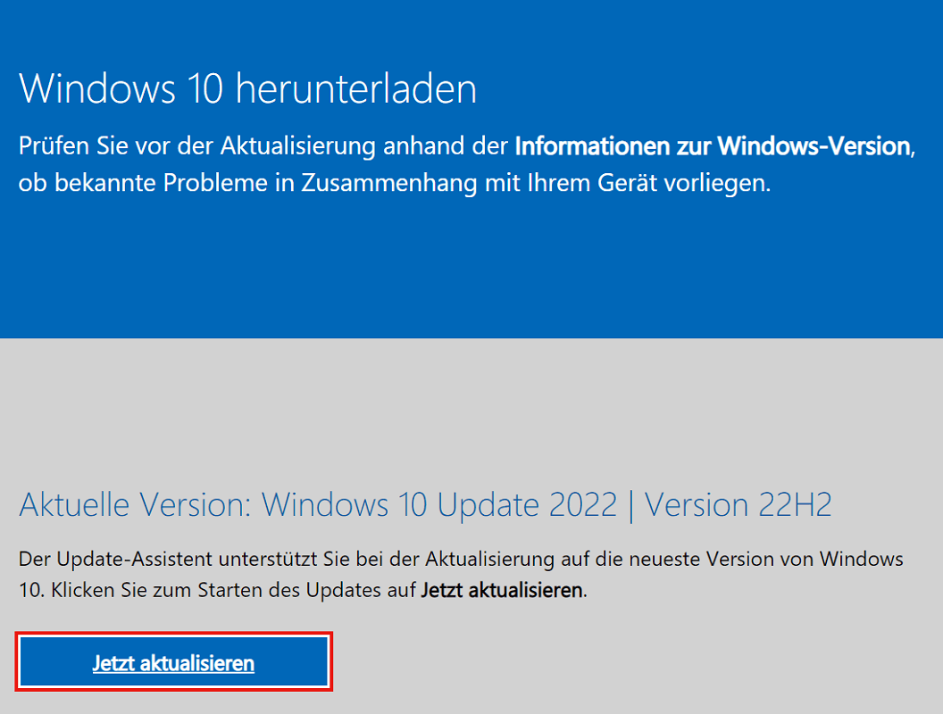Downloaden via de Windows Update-assistent