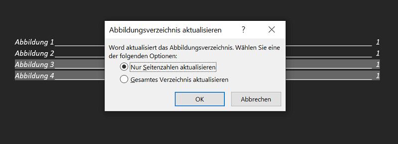 Word: Update lijst met cijfers