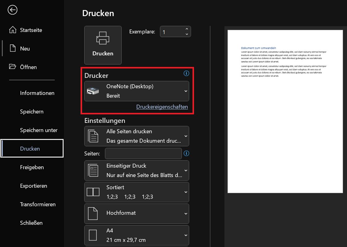 Converteer Word naar JPG met Microsoft OneNote