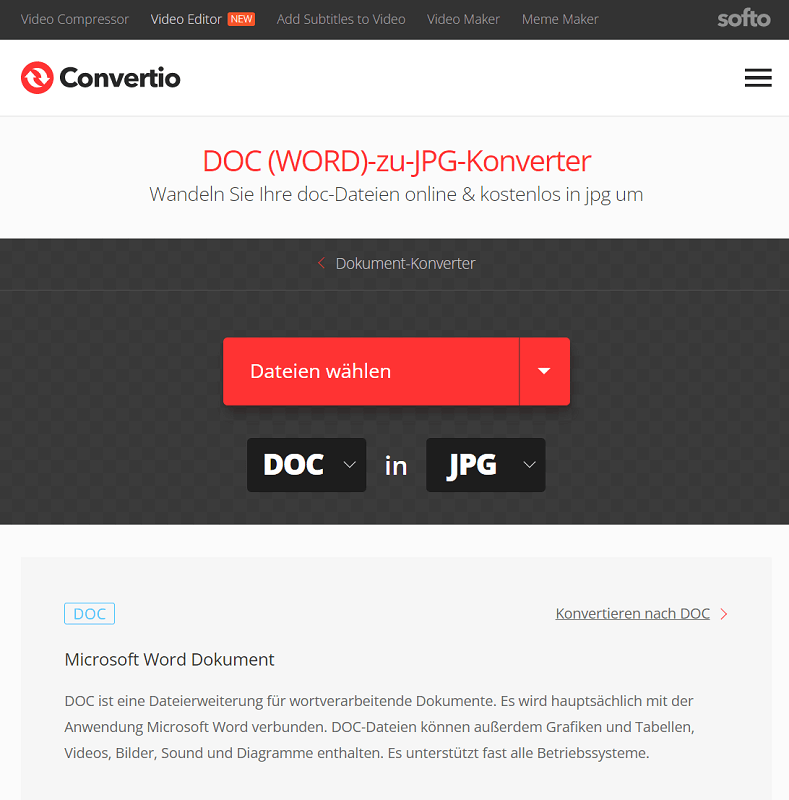 Converteer Word naar JPG met behulp van online tools