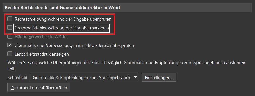 Schakel de spellingcontrole van Word uit