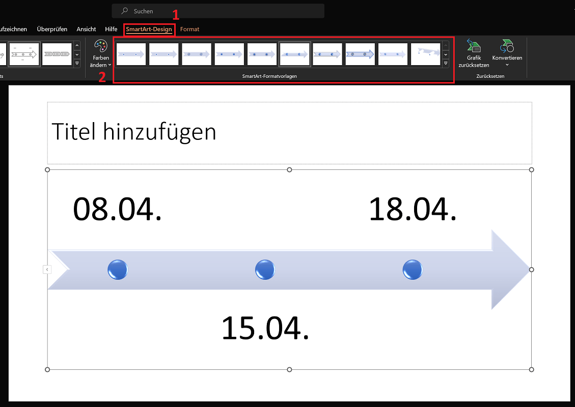 Tijdlijnsjablonen in PowerPoint